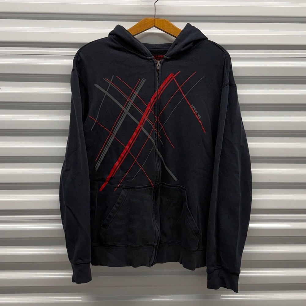 Vintage y2k 00s Tony Hawk Skater Grunge Black/ Red Mens Large Full Zip Hoodie